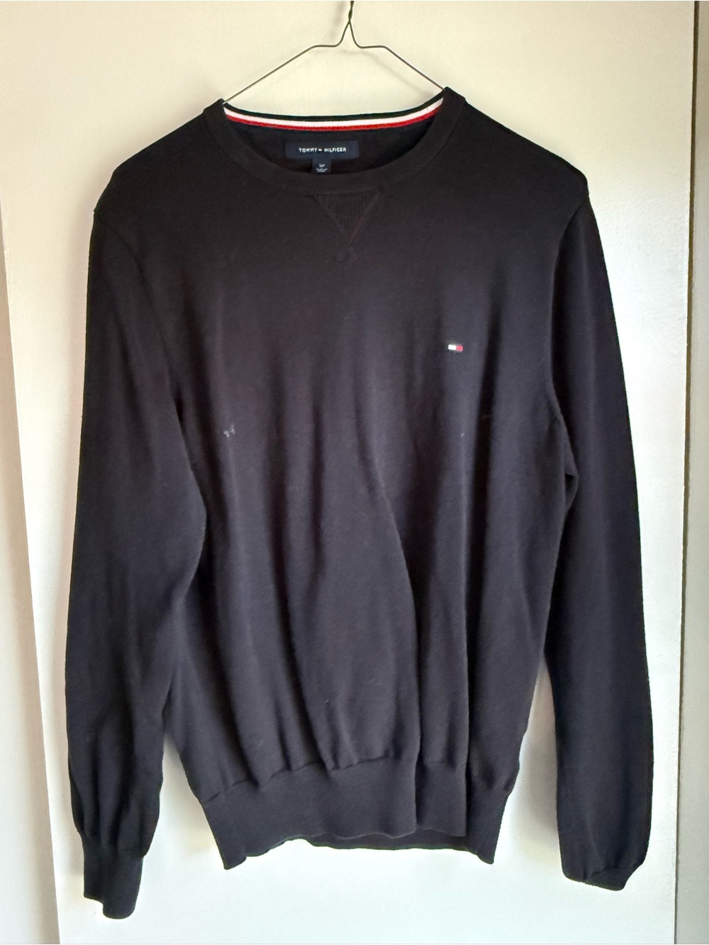Tommy Hilfiger Black Crewneck with Signature Flag Detail